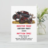 Invitation Red Black Monster Camion Anniversaire Fête Invitat (Debout devant)
