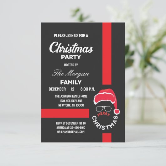 Invitation Red Black Noël (Debout devant)