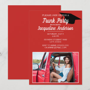 Invitation Red Black Photo College Trunk Party
