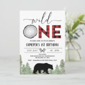 Invitation Red Black Photo Wild One Lumberjack 1er anniversai (Debout devant)