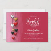 Invitation Red Black Pink Hearts Bridal Shower (Devant)