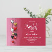 Invitation Red Black Pink Hearts Bridal Shower (Debout devant)