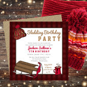 Invitation Red | Black Plaid Sledding Party Anniversaire