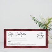 Invitation Red Black plaid Votre logo Certificat cadeau de va (Debout devant)