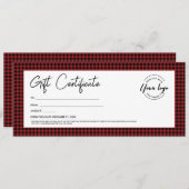 Invitation Red Black plaid Votre logo Certificat cadeau de va (Devant / Derrière)