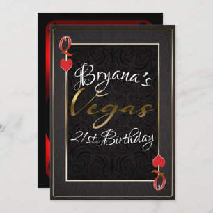 Invitation Red Black Queen of Hearts Vegas 21e anniversaire