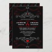 Invitation Red & Black Rock 'n' Roll Music Mariage à thème (Devant / Derrière)