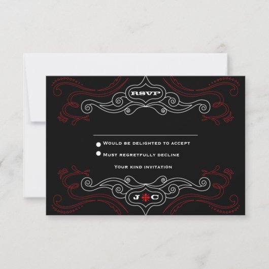 Invitation Red & Black Rock 'n' Roll Wedding RSVP (Devant)