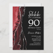 Invitation Red Black Silver Agate Surprise 90e anniversaire (Devant)