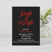 Invitation Red Black Sleek Shine Modern Jingle & Mingle Party (Debout devant)