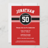 Invitation Red Black Sports Jersey fête d'anniversaire (Devant)