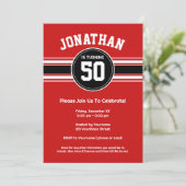 Invitation Red Black Sports Jersey fête d'anniversaire (Debout devant)