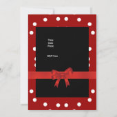Invitation Red Black Spots Blanc Red Bows (Dos)
