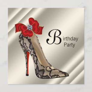 Invitation Red Black talon haute chaussure fête d'anniversair