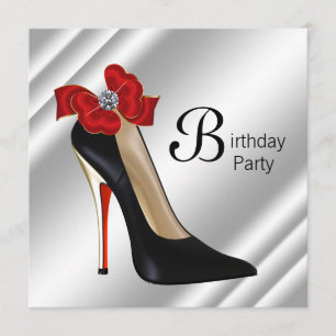 Invitation Red Black talon haute chaussure fête d'anniversair