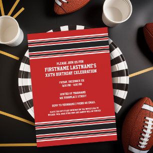 Invitation Red Black Team Jersey Nom Numéro Anniversaire