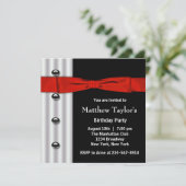 Invitation Red Black Tuxedo Bow Cravate Hommes Anniversaire F (Debout devant)