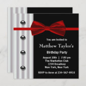 Invitation Red Black Tuxedo Bow Cravate Hommes fête d'anniver (Devant / Derrière)