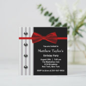 Invitation Red Black Tuxedo Bow Cravate Hommes fête d'anniver (Debout devant)