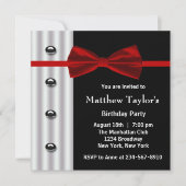 Invitation Red Black Tuxedo Bow Cravate Hommes fête d'anniver (Devant)