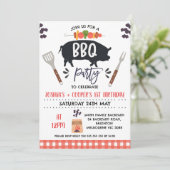 Invitation Red Black Twins Pig Roast Kebab BBQ Anniversaire (Debout devant)