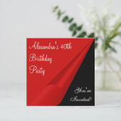 Invitation Red Black & White 40th Birthday Party (Debout devant)