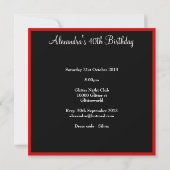 Invitation Red Black & White 40th Birthday Party (Dos)