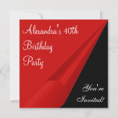 Invitation Red Black & White 40th Birthday Party (Devant)