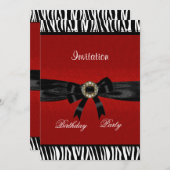 Invitation Red Black White Animal Bow (Devant / Derrière)