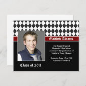 Invitation Red Black White Graduation (Devant / Derrière)