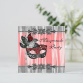 Invitation Red Black White Masquerade Party (Debout devant)