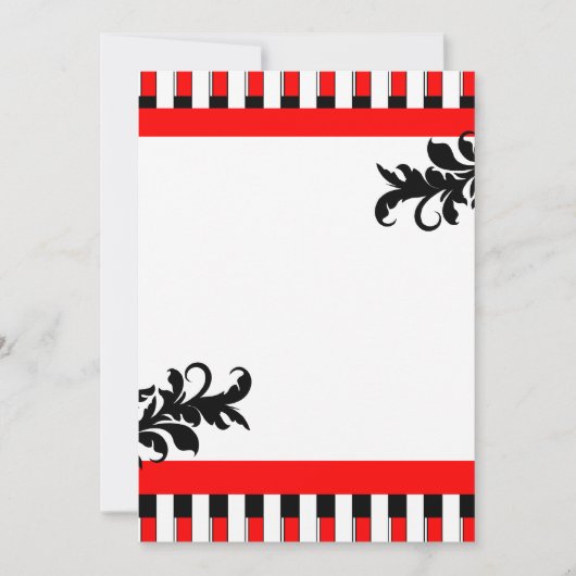 Invitation Red-Black & White Stripes (Devant)