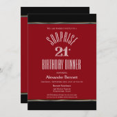 Invitation Red Black White Surprise 21e anniversaire Dîner (Devant / Derrière)