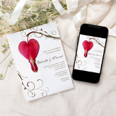 Invitation Red Bleeding Hearts Flowers Engagement Party