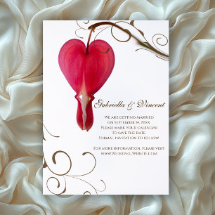 Invitation Red Bleeding Hearts Flowers Mariage Enregistrer la