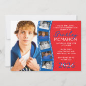 Invitation Red & Blue 6 Photo Filmstrip Graduation Collage (Devant)