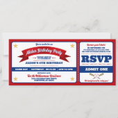 Invitation Red & Blue Baseball Allstar Ticket Birthday (Devant)