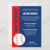 Invitation Red Blue Baseball Bar Mitzvah (Devant)