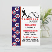 Invitation Red Blue Baseball Girl Boy Birthday Party (Debout devant)