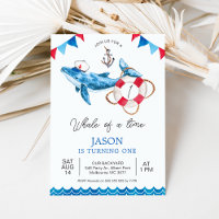 Red Blue Boys Baleine d'un temps 1er anniversaire