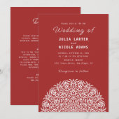 Invitation Red & Blue Coral Reef Marble Stone Mandala Wedding (Devant / Derrière)