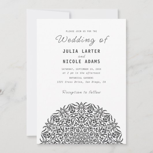 Invitation Red & Blue Coral Reef Marble Stone Mandala Wedding (Devant)
