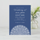 Invitation Red & Blue Coral Reef Marble Stone Mandala Wedding (Debout devant)
