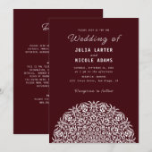Invitation Red & Blue Coral Reef Marble Stone Mandala Wedding (Devant / Derrière)