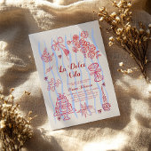 Invitation Red Blue Lemon La Dolce Vita Bridal Shower