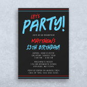 Invitation Red Blue Lines Boy fête d'anniversaire