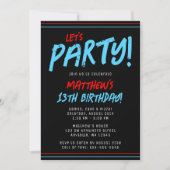 Invitation Red Blue Lines Boy fête d'anniversaire (Devant)