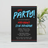 Invitation Red Blue Lines Boy fête d'anniversaire (Debout devant)