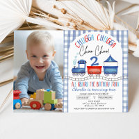 Red Blue Modern Arch Train photo Anniversaire