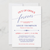 Invitation Red Blue Out of Office Forever Retirement Party (Devant)